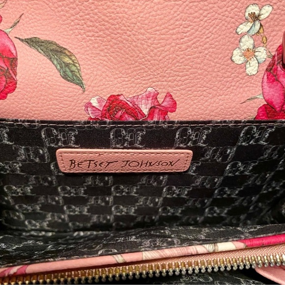 Betsey Johnson Pink Floral Crossbody with Chain - Picture 9 of 16